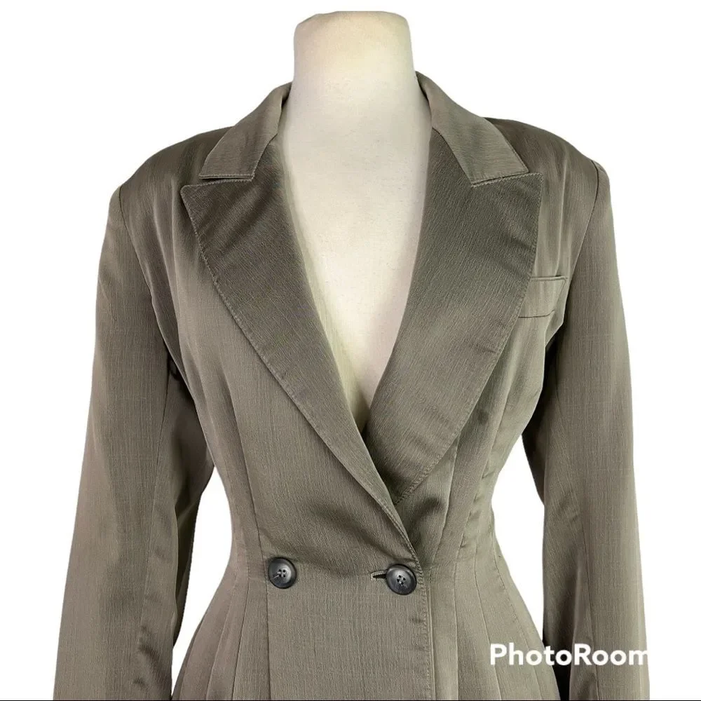 Ivan Grundahl Linea S Sheen Taupe Grey Double Breated Tailored Suit Blazer Large